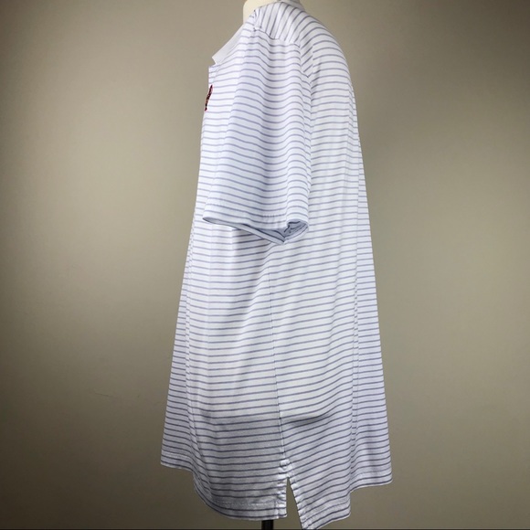 Peter Millar White Striped Golf Club Logo Polo - Picture 2 of 6